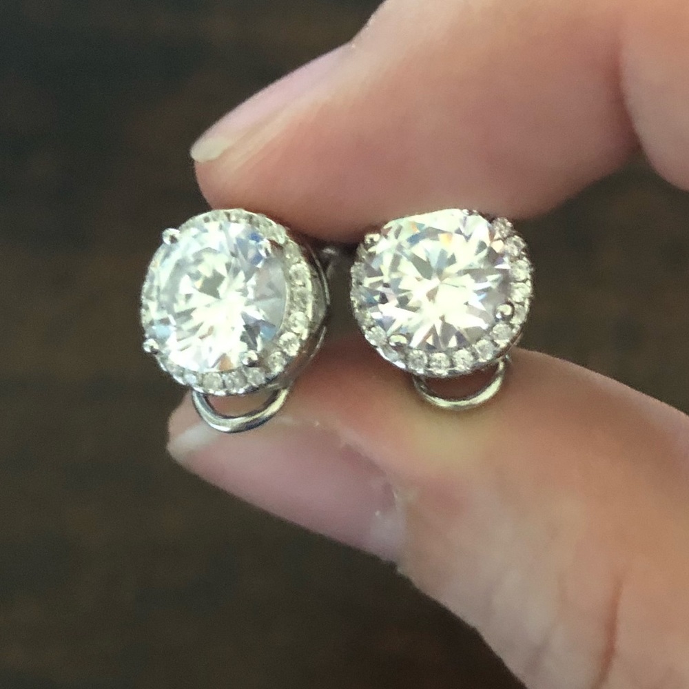 Cubic Zirconia and Sterling Silver Earrings